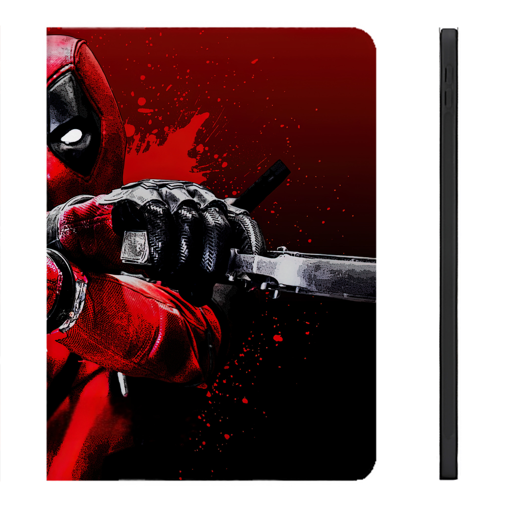 （画像用） Deadpool デッドプール IPadケース ペンホルダー付き ブックスタイルデザイン